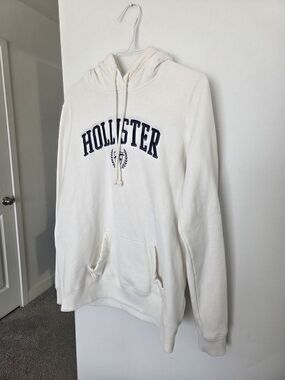Hollister Men's Cream Hooded Sweater